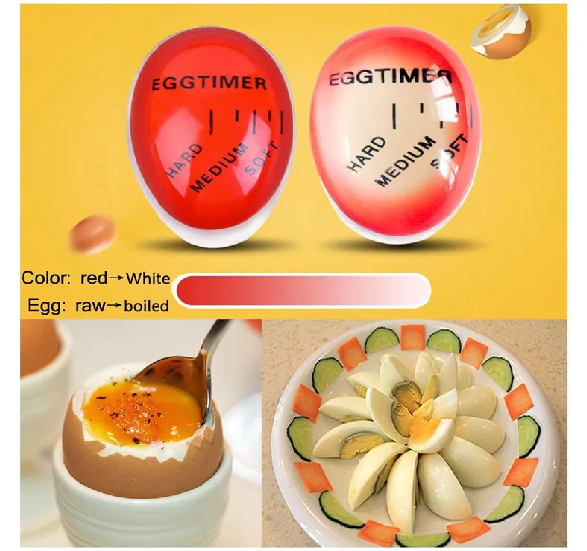 Temporizador de Huevos Electrónico de Cocina Cambio de Color Delicioso Huevos Duro y Blando Cocción Herramienta de Resina Roja Ecológica - Image 3