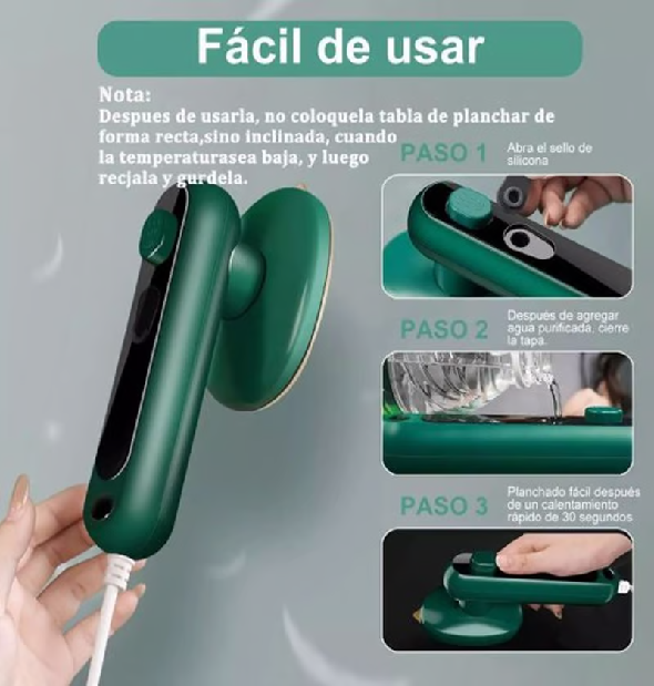 Mini Plancha Vapor Vertical Ropa Portatil Viajera Electrica Color Blanco - Image 3