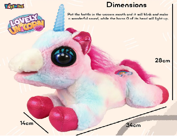 UNICORNIO DE PELUCHE MUSICAL ILUMINADO QUE BRILLA Y CANTA, JUGUETE DECORATIVO PARA CUMPLEAÑOS, NAVIDAD, DÍA DEL NIÑO - Image 3